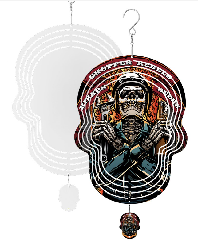 Skull Wind Spinner 10 Inch